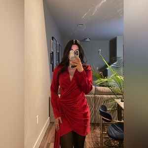 Superdown red wrap dress